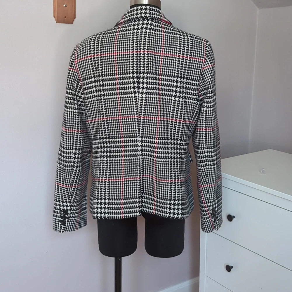 Talbots Black and White Plaid Blazer Houndstooth - Picture 6 of 10